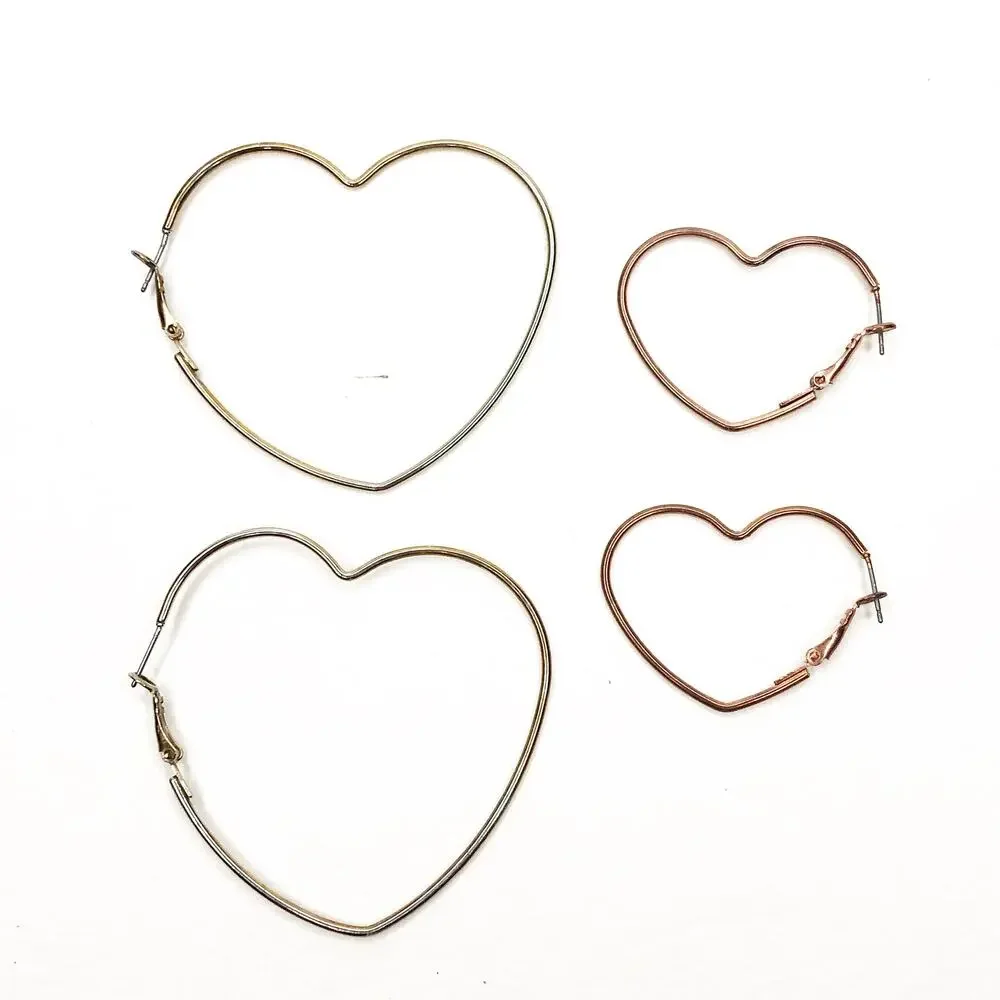 Heart Shaped Hoop Earrings Two Pairs Different Sizes Layering